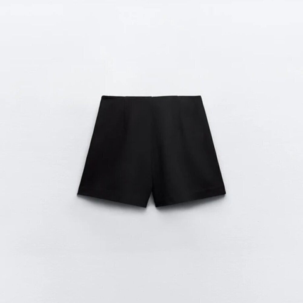 ZARA BLACK PLEATED ASYMMETRICAL SKORT - Picture 2 of 4